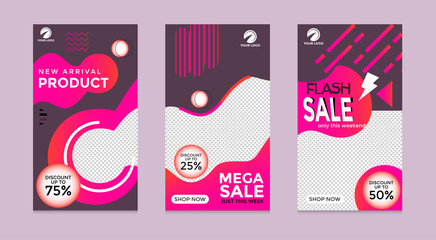 Editable social media post templates, Instagram story collections, social networking frames, layout designs, Mock-up for marketing promotions, covers, banners, backgrounds, square puzzles. vector