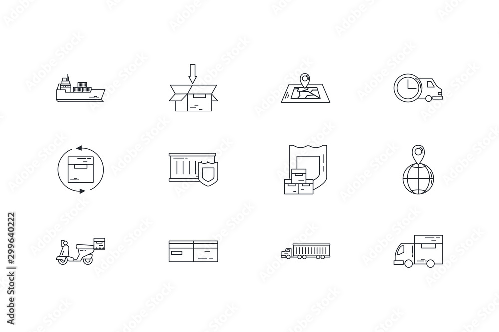 Poster isolated delivery icon set vector design