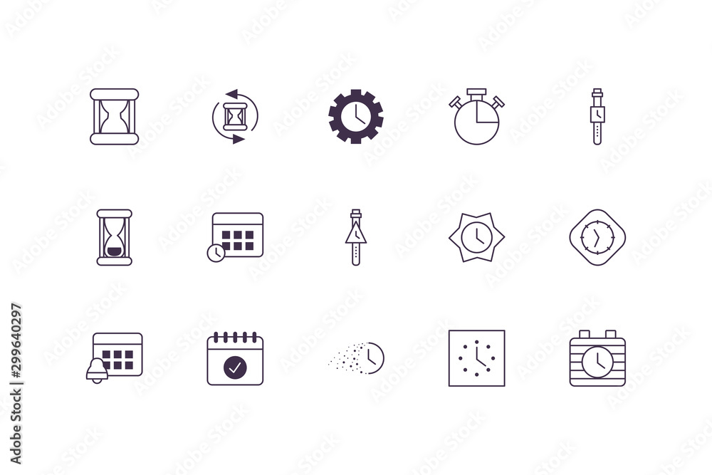 Poster isolated clock icon set vector design