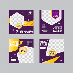 Editable social media post templates, Instagram story collections, social networking frames, layout designs, Mock-ups for marketing promotions, covers, banners, backgrounds, square puzzles. vector