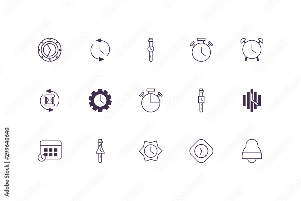 Poster isolated clock icon set vector design