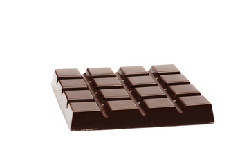 Dark chocolate bar isolated on white background