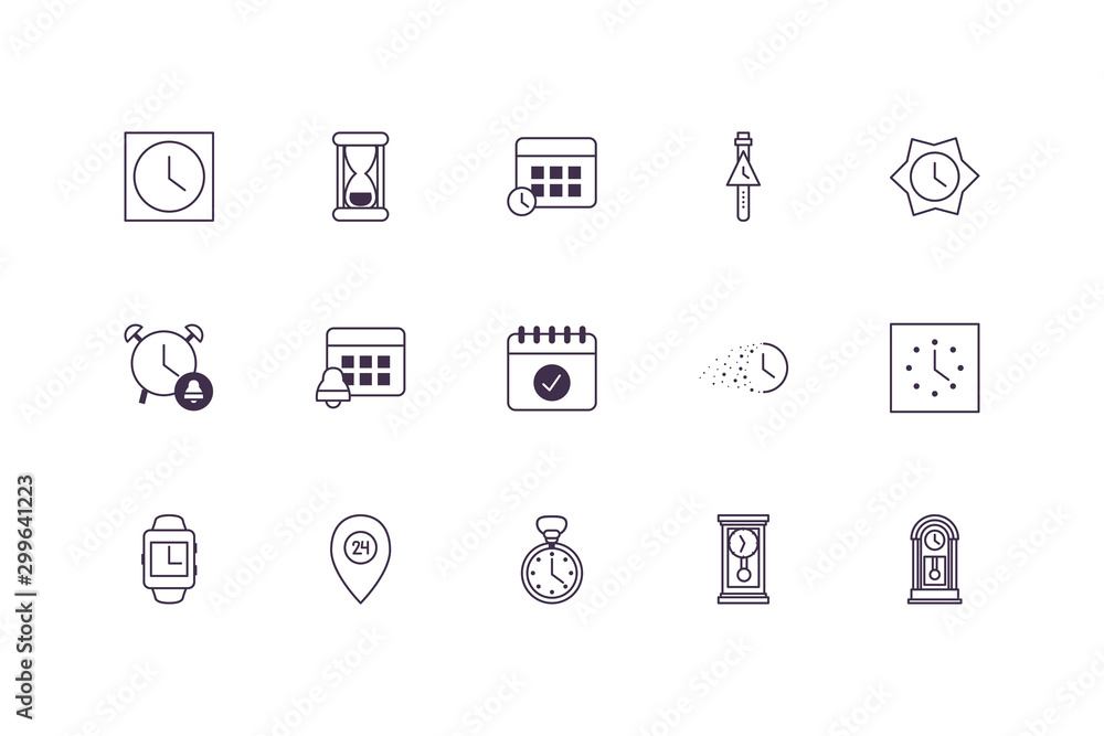 Poster isolated clock icon set vector design
