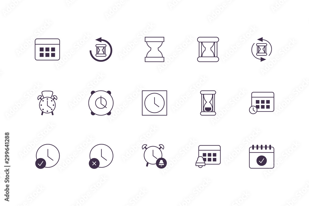 Poster isolated clock icon set vector design