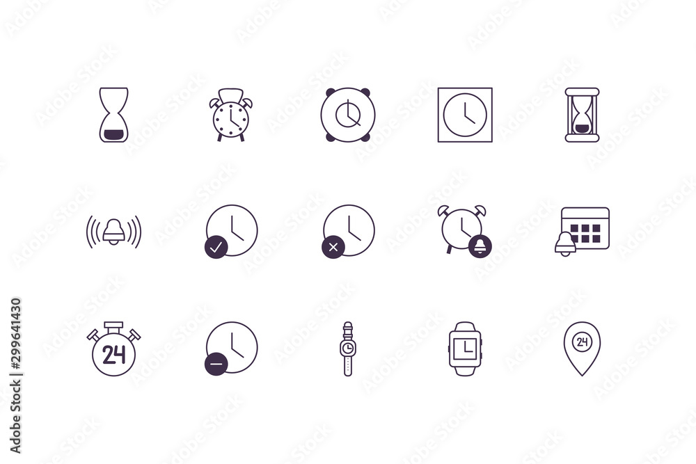 Poster isolated clock icon set vector design