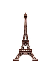 Fototapeta na wymiar The Eiffel Tower is isolated on white background.