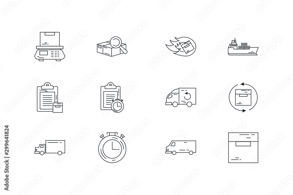Poster isolated delivery icon set vector design