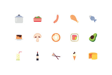 Food and drinks icon set pack vector design