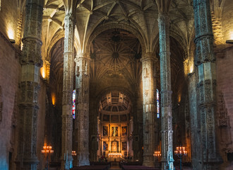 Naklejka premium LISBON, PORTUGAL - AUGUST 09, 2019: Monastery of the Jeronimos of Santa Maria of Belem