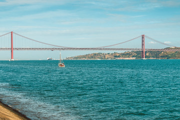 LISBON, PORTUGAL - AUGUST 09, 2019: Tagus River