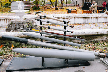 Artillery ammunition at the exhibition