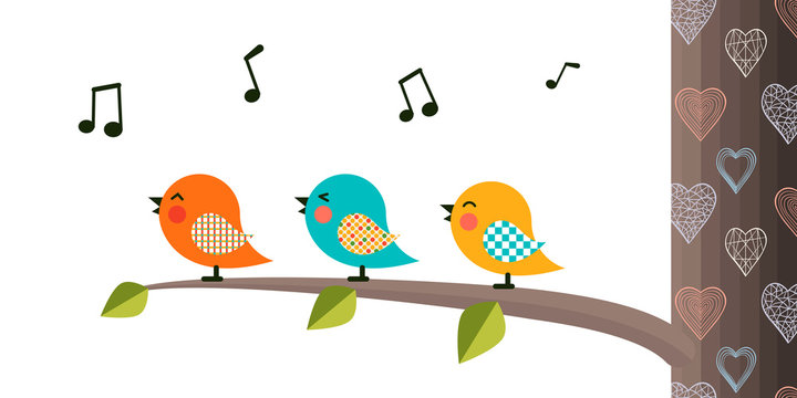 Singing Birds on a branch.