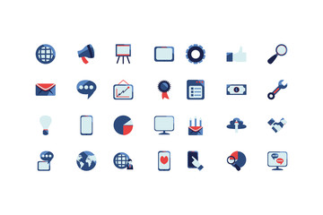 Variety social media and technology icon set vector design