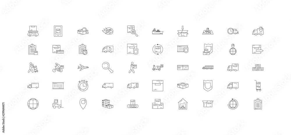 Poster isolated delivery icon set vector design