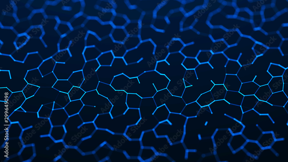 Poster Futuristic hexagon background. Abstract technology background. Technology concept. Big data. 3d