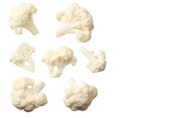 Cauliflower isolated on a white background. top view