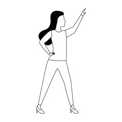 avatar woman with arm up icon, flat design