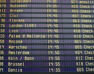 Fototapeta premium Flughafen Tafel mit Flügen