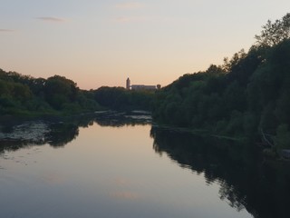 Fototapeta na wymiar River view at sunset