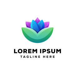 colorful lotus logo, abstract flower logo template