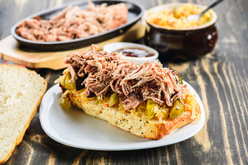 sandwich with pulled pork and sauerkraut