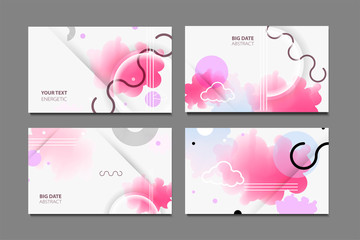 Covers templates set with graphic geometric elements for brochures banners vector illustrations