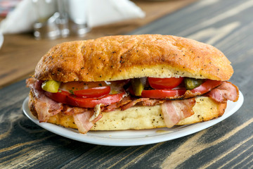 a simple sandwich with bacon