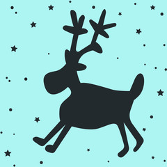 Silhouette deer, cartoon animal, illustration