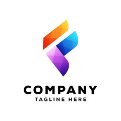 modern letter F color logo template