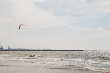 kite surfing on beach