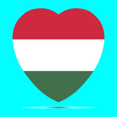 Hungary Flag In Heart Shape Vector illustration eps 10