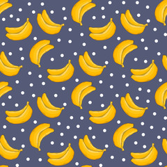 Obraz na płótnie Canvas Banana pattern with polka dots