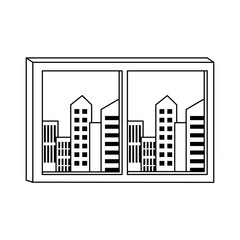 Obraz premium window with city buildings view, flat design