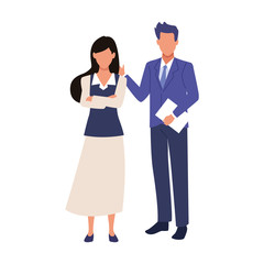 avatar businessman and businesswoman standing icon
