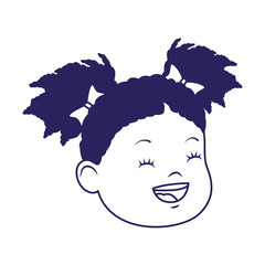 cartoon happy girl face icon, flat design