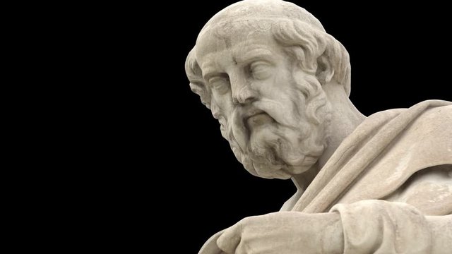 Close up of ancient Greek philosopher Plato statue