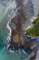 Zumaia flysch geological strata in Sakoneta beach, Basque Country