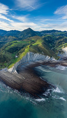 Zumaia flysch geological strata in Sakoneta beach, Basque Country