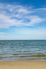 tropical beach sea with blue sky and sand.