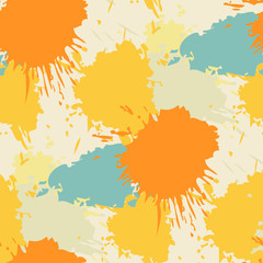 Summer pattern on the background of colorful blots inks