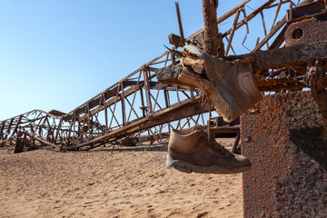 Fototapeta na wymiar Abandoned Engineering - Skeleton Coast - Namibia