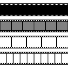 Film strips collection. Cinema or photo tape, strip. Vector illustration.