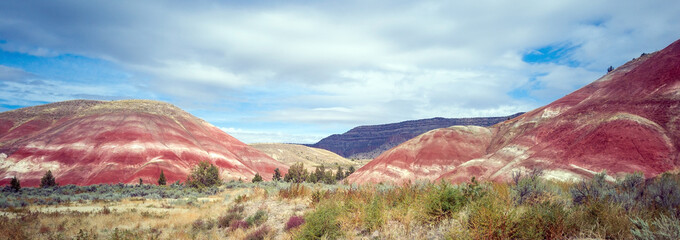 Pulchritudinous images in the polychromatic Painted Hills Unit of the John Day Fossil Beds.  Listed as one of the seven wonders of Oregon. Located outside the Quaint town of Mitchell in Wheeler County