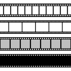 Film strips collection. Cinema or photo tape, strip. Vector illustration.