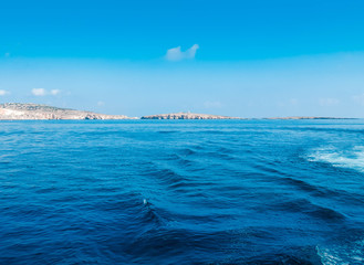 Fototapeta na wymiar Sailing away at the Mediterranean Sea 