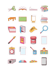 Variety school icon set pack vector design