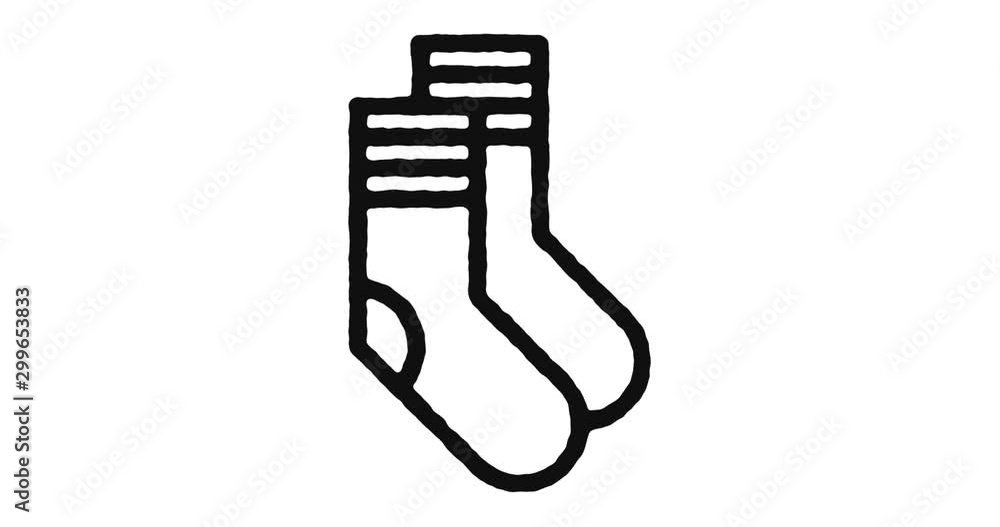 Poster socks outline icon animation footage/video. hand drawn like symbol animated with motion graphic, can