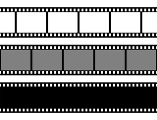Film strips collection. Cinema or photo tape, strip. Vector illustration.