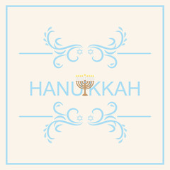 Hanukkah greeting card in vintage frame.
