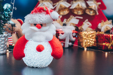 Christmas holiday background concept with toys, decorations, ornaments